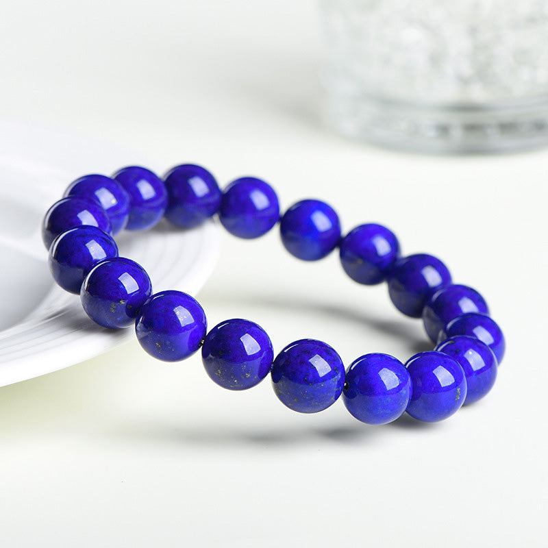 Natural Lapis Lazuli Beaded Bracelet – Genuine Afghan Blue Gemstone Jewelry for Men and Women