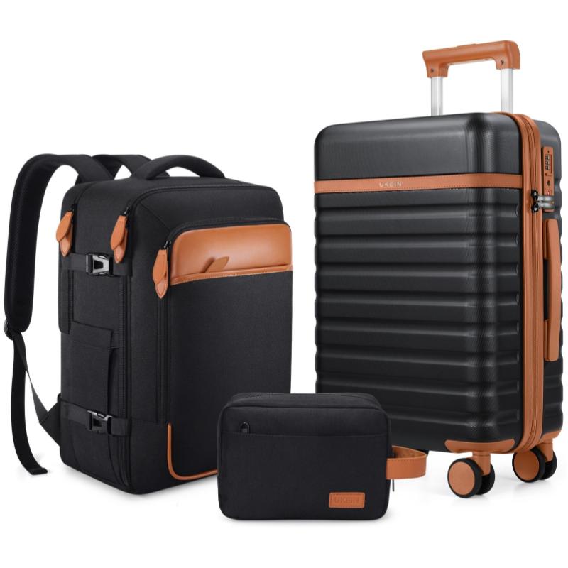 UKEIN Luggage Sets 3 Piece, Carry On Luggage 20 Inch With Spinner Wheels, PC Hardside School Luggage Set with TSA Lock, Durable Carry On Suitcase With Travel Backpack for Men Women TikTokShopBacktoSchool