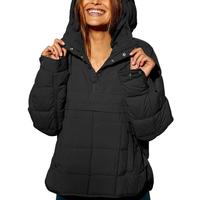 UANEO Womens Oversized Hooded Puffer Jacket Lightweight Pullover Hoodies Quilted Dolman Long Sleeve Warm Winter Coat