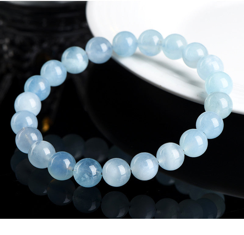 Natural Aquamarine Beaded Bracelet – Minimalist Design for Women