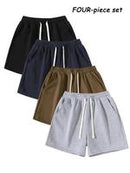 Men's Plain Drawstring Waist Shorts, Basic Casual Sporty Running Pants for Daily Wear and Exercise, Moderate Fabric, Fitted Style Summer Sports Shorts