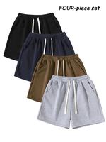 Men's Plain Drawstring Waist Shorts, Basic Casual Sporty Running Pants for Daily Wear and Exercise, Moderate Fabric, Fitted Style Summer Sports Shorts