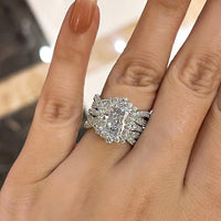Maxine Vintage 3.0ct Radiant Cut Insert Engagement Ring Set,Bridal Ring Set,5A Cubic Zirconia Women's Ring Jewelry,Wedding Ring Set for Daily,Travel,Proposal,Birthday,Anniversary