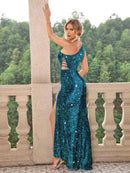 Women Glitter Cut Out Criss Cross Sleeveless One Shoulder Split Thigh Sequin Formal Dress, Summer Clothes Women, Dress in Club, Sparkly Bodycon Evening Dress Quince Dress Vacation Outfits Outfit Para Brunch, Dresses for Women, Summer Dresses