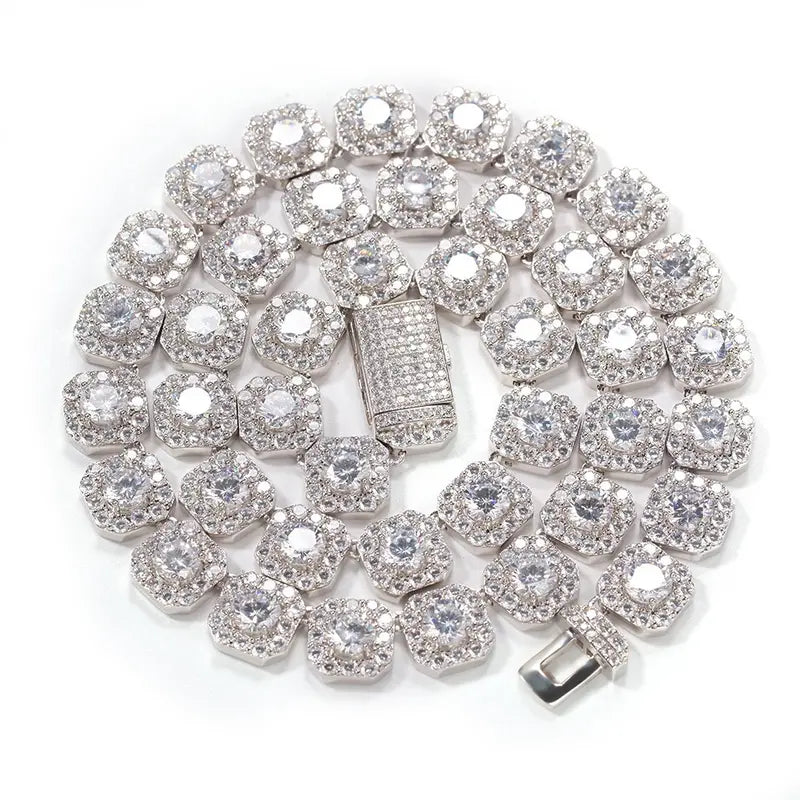 12MM Iced Out Chains for Men Tennis Necklaces-Mens Hip Hop Baguette Tennis Chains 16-24 Inches