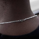 GLD Micro Tennis Necklace in 14k White Gold - Gold Plated, CZ Diamond Stones, Chain Lengths 16-28"