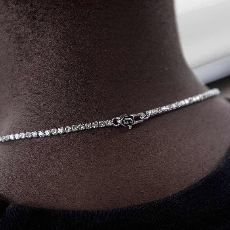GLD Micro Tennis Necklace in 14k White Gold - Gold Plated, CZ Diamond Stones, Chain Lengths 16-28"