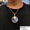 CARÁTIX Medium Round Plated Memory Medallions Charms Custom Picture Pendant Necklace for Men Hip Hop Jewelry Large Size Photo Pendant Jewellery Outdoorfun Valentine's Day Gift Fathersdaygift
