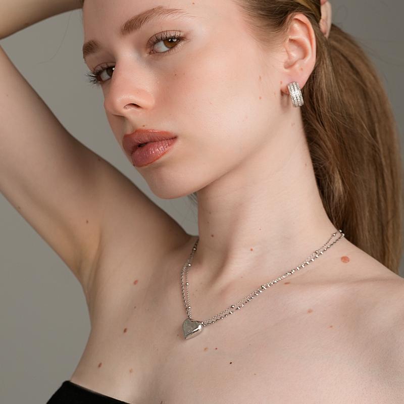 D-POW Heart Pendant Necklace - 925 Sterling Silver with Platinum Plating, 18" Chain, 0.6" Pendant, Valentine’s Day Gift, Hypoallergenic & Tarnish-Resistant