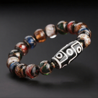 Tibetan Nine-Eyed Dzi Bead Bracelet – Handcrafted Spiritual Jewelry
