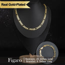 Holylegend 14K Gold-Plated Rope, Cuban, Figaro Set, 24" Length, Necklaces & Bracelet
