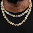 12MM Iced Out Chains for Men Tennis Necklaces-Mens Hip Hop Baguette Tennis Chains 16-24 Inches