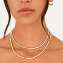 PAVOI 14K Gold Plated 3mm Simulated Diamond Tennis Necklace for Women | Chunky Long Gold Chain | Sizes 15" & 18" | Elegant Simulated Diamonds | Classic Tennis Style Jewelry