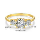 10/10 Moissanite Lab-Created 2Colors Set Ring 2CT VVS Clarity 14K Gold Plated Stackable 3 Stones Hypoallergenic Band for Women Wedding Engagement Birthday Gift Anniversary Prom Party Holiday Date Casual Bling Iced Jewelry