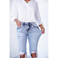 Lovervet Love at First Sight Mid Rise Acid Wash Cropped Straight Leg Jeans