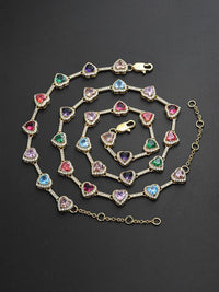 Iced Chics 2pcs Set, A Two-piece Set Of Colorful Necklaces and Bracelets, Suitable for Both Men and Women. Elegant Copper Jewelry Set, Perfect for Couples As A Gift, Trendy Matching Jewelry Set, Accessories