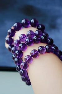 Natural Uruguayan Amethyst Beaded Bracelet – Premium Quality Purple Gemstone Jewelry for Women