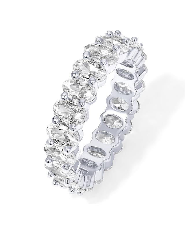 PAVOI Eternity Ring Oval Cubic Zirconia Love Ring - 14K Gold Plated Stackable Rings for Women - Trendy Wedding Ring - Gold Rings for Women