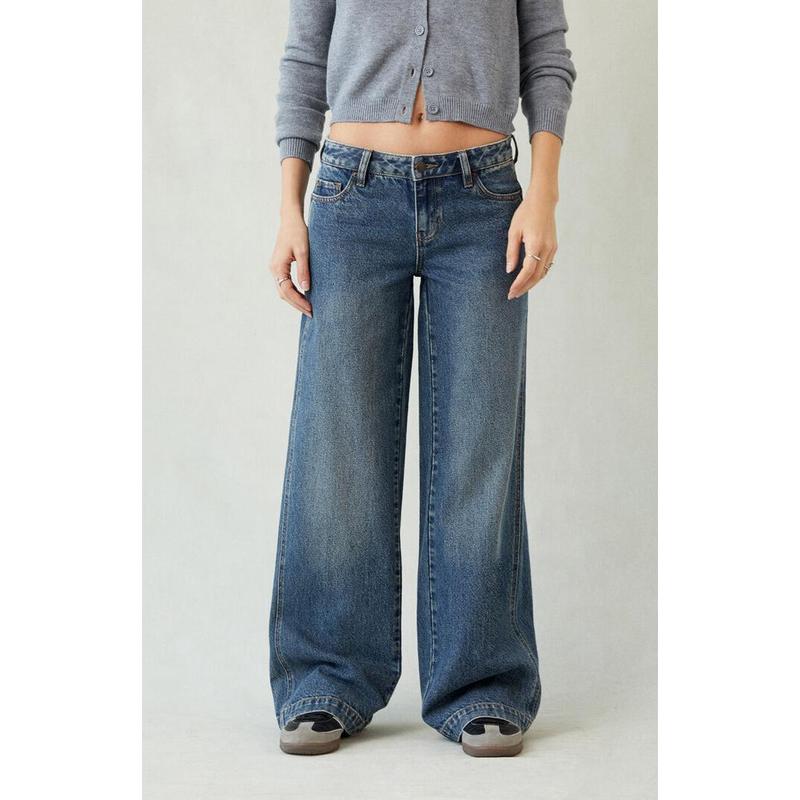 Pacsun Women's Casey Low Rise Baggy Jeans Dark Indigo Tint