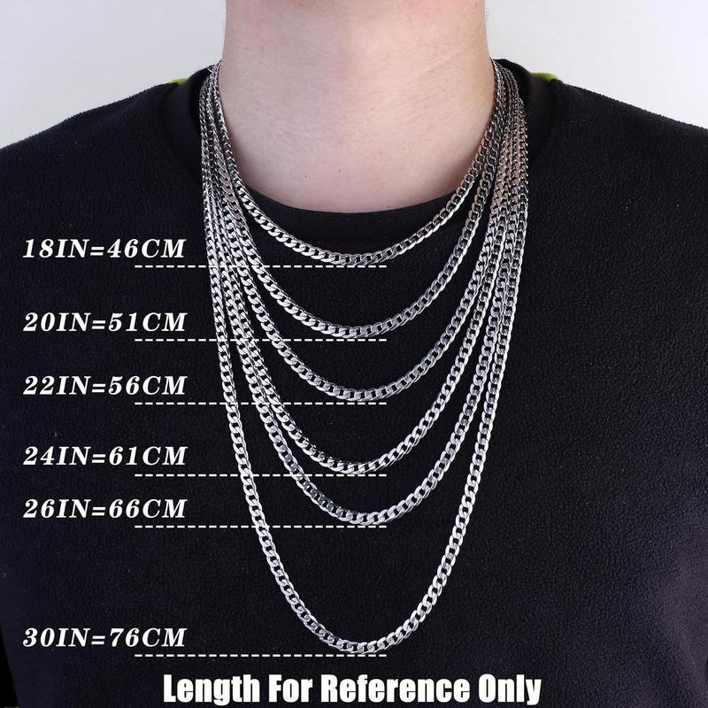 925 Sterling Silver Cross Necklace for Men Women, 5mm 316L Stainless Steel Diamond-Cut Durable Figaro Link Chain or Cuban Link Curb Chain for Men, Mens Silver Crucifix Cross Pendant Necklaces Jewelry 16-30 Inches