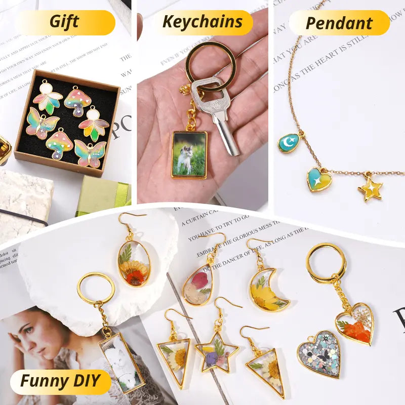 153 PCS Jewelry Making Kit, Beginner Resin Kit,Resin Accessories for Keychains, Jewelry, Earrings, Necklaces, Pendants,DIY Handmade Holiday Gift Crafts,Comes With Tutorial For Beginners,85Pcs Dried Flowers Kit - Let's Resin