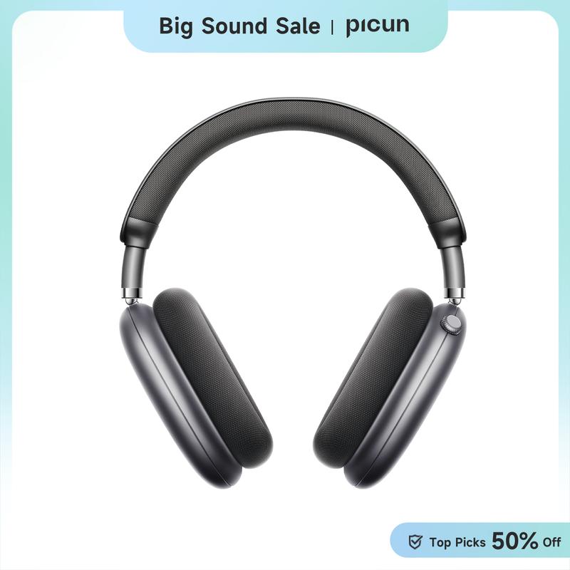 Picun F8 Pro Wireless Headphones - 52dB Noise Cancellation, 5 Smart ENC Mics, Detachable Fabric Ear Cushions, 140 Hour Standby, Seamless Dual Device Connection for All-Day Use and Boosted Productivity