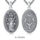 DRINSPER Hecate Necklace 925 Sterling Silver Goddess of Witches of Magic Hekate Pendant Necklace Ancient Greek Mythology Night of Hekate The Ancient Origins of the Goddess of Witchcraft and Moon Amulet Jewelry Pagan Jewelry for Women Men