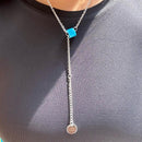 Protect Your Peace 18k Gold Plated Adjustable Chain and Turquoise Glass Bead Necklace For All Genders - Vibrant Hue, Protective Properties, 3 Chain Lengths