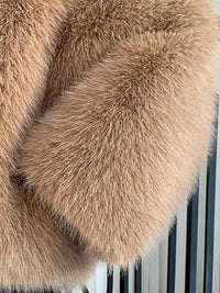Women's Solid Color Hooded Faux Fur Coat, Casual Long Sleeve Thermal Outerwear for Fall & Winter, Women's Clothing for Daily Wear, Womenswear