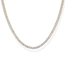 PAVOI 14K Gold Plated 3mm Simulated Diamond Tennis Necklace for Women | Chunky Long Gold Chain | Sizes 15" & 18" | Elegant Simulated Diamonds | Classic Tennis Style Jewelry