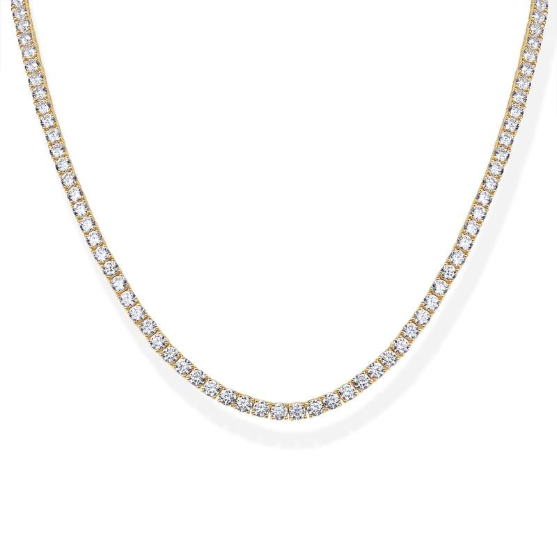 PAVOI 14K Gold Plated 3mm Simulated Diamond Tennis Necklace for Women | Chunky Long Gold Chain | Sizes 15" & 18" | Elegant Simulated Diamonds | Classic Tennis Style Jewelry