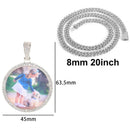 CARÁTIX Medium Round Plated Memory Medallions Charms Custom Picture Pendant Necklace for Men Hip Hop Jewelry Large Size Photo Pendant Jewellery Outdoorfun Valentine's Day Gift Fathersdaygift