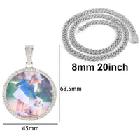 CARÁTIX Medium Round Plated Memory Medallions Charms Custom Picture Pendant Necklace for Men Hip Hop Jewelry Large Size Photo Pendant Jewellery Outdoorfun Valentine's Day Gift Fathersdaygift