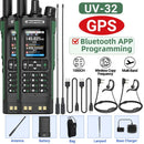 1/2PCS BAOFENG UV32 GPS Ham Radio Walkie Talkie 10W APP Programming Wireless Copy Frequency Rechargeable uv32 Multi Band 2500mAh UV-32 uv-32 Type-C AM FM NOAA Radio