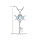 Audinceed Hecate's Key S925 Sterling Silver Moonstone Necklace, Witchtok Collection, Hekate Triple Moon Goddess Pagan Wiccan Magic Silver Necklace Pendant Protection Blessed Amulet Jewelry Gift for Women Men
