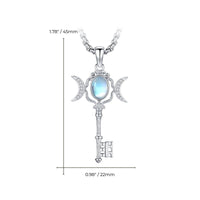 Audinceed Hecate's Key S925 Sterling Silver Moonstone Necklace, Witchtok Collection, Hekate Triple Moon Goddess Pagan Wiccan Magic Silver Necklace Pendant Protection Blessed Amulet Jewelry Gift for Women Men