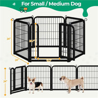 Dog Playpen 6/8/12/16 Panels Metal Pet Playpen, Outdoor Indoor Dog Exercise Barrier Fence, 24/32/40/47 inch