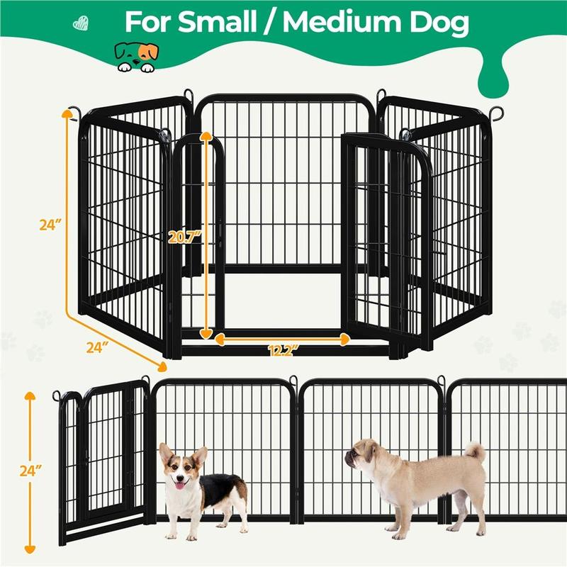 Dog Playpen 6/8/12/16 Panels Metal Pet Playpen, Outdoor Indoor Dog Exercise Barrier Fence, 24/32/40/47 inch