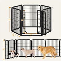 Dog Playpen 6/8/12/16 Panels Metal Pet Playpen, Outdoor Indoor Dog Exercise Barrier Fence, 24/32/40/47 inch