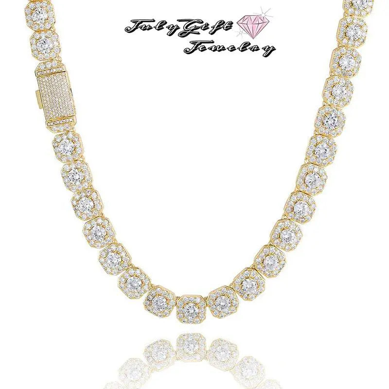 12MM Iced Out Chains for Men Tennis Necklaces-Mens Hip Hop Baguette Tennis Chains 16-24 Inches