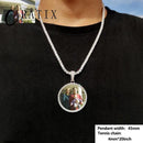 CARÁTIX Medium Round Plated Memory Medallions Charms Custom Picture Pendant Necklace for Men Hip Hop Jewelry Large Size Photo Pendant Jewellery Outdoorfun Valentine's Day Gift Fathersdaygift