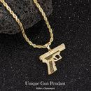 Holylegend 14K Real Gold-Plated Gun Pendant Necklace with AAAA CZ Diamonds, Streetwear Cuban and Rope Chain Jewelry, Bling Accessories Gift for Him, Men's Iced Out Hip Hop Chain