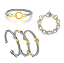 Mytys 5Pcs Women’s Cuff Bracelet Set – Elegant Two-Tone Bangles, Perfect Gift Stylish Jewelry Trendy Fashionable Accessories