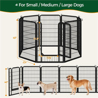 Dog Playpen 6/8/12/16 Panels Metal Pet Playpen, Outdoor Indoor Dog Exercise Barrier Fence, 24/32/40/47 inch