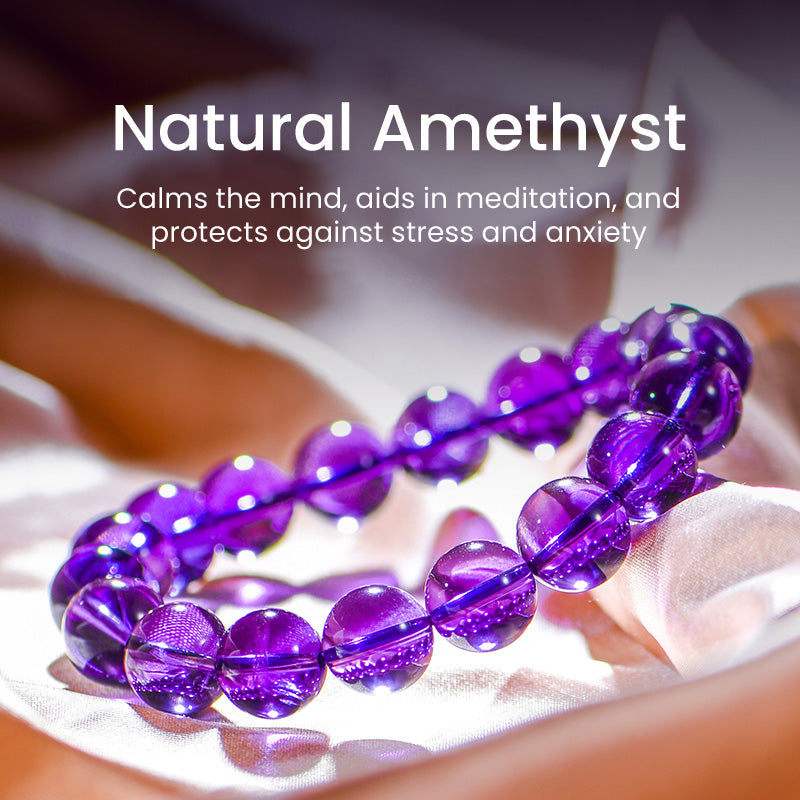 Natural Uruguayan Amethyst Beaded Bracelet – Premium Quality Purple Gemstone Jewelry for Women