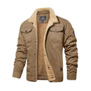 MAGCOMSEN Men's Winter Jacket Sherpa Lined Jacket Warm Trucker Coat Multi Pocket Casual Collared Menswear Tops Cotton Fleece Long Sleeve