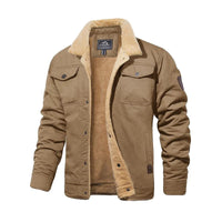 MAGCOMSEN Men's Winter Jacket Sherpa Lined Jacket Warm Trucker Coat Multi Pocket Casual Collared Menswear Tops Cotton Fleece Long Sleeve