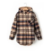 Dokotoo Women's Flannel Hooded Plaid 2025 Shacket Thick Coat Winter Coat for Warmth Button down Warm and Fuzzy Fleece Jacket