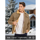MAGCOMSEN Men's Winter Jacket Sherpa Lined Jacket Warm Trucker Coat Multi Pocket Casual Collared Menswear Tops Cotton Fleece Long Sleeve