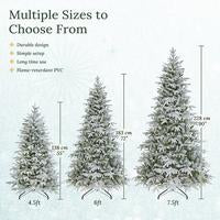 【Led Light】Yaheetech Pre-lit Artificial Christmas Tree with Incandescent Warm White Lights, Snow Flocked Full Prelighted Xmas Tree Foldable Stand Decor Decoration Ornaments